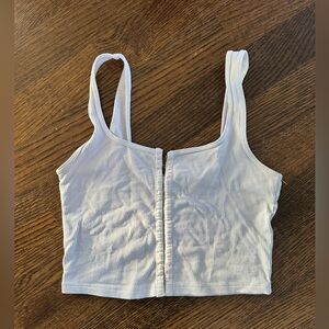 Abercrombie & Fitch White Ribbed Crop Top
